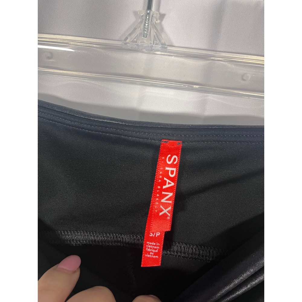 SPANX Faux Leather Leggings Size Small Black High Waisted - Picture 3 of 6